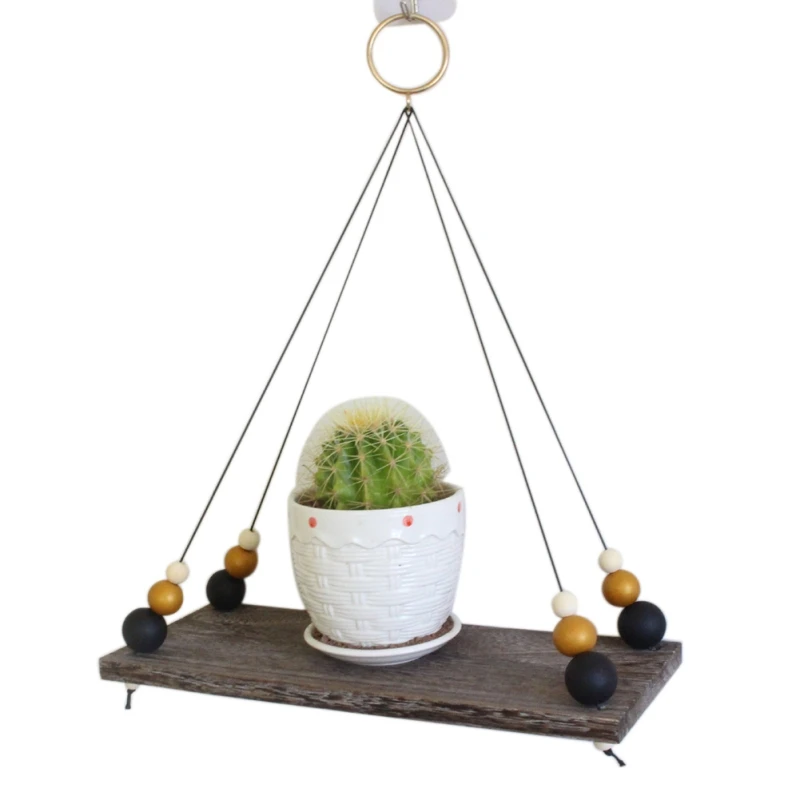 Бытовой подвесной стеллаж для хранения деревянные полки с деревянными бусинами