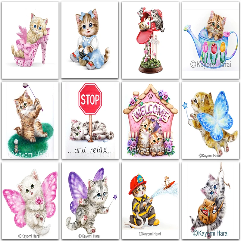 

5D DIY Diamond Painting Cartoon animal cat kitty Full Square&Round Diamond embroidery Cross stitch Diamond mosaic Art home decor