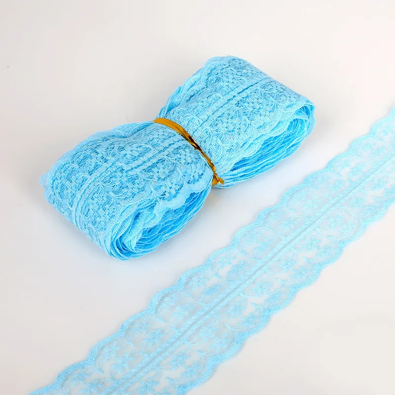 light blue 5 ярдов(4,5 метров) 4,5 см ширина смешанные цвета Цветочная вышивка кружевная ткань отделка ленты Сделай Сам шитье ручной работы вечерние украшения в подарок - Цвет: light blue