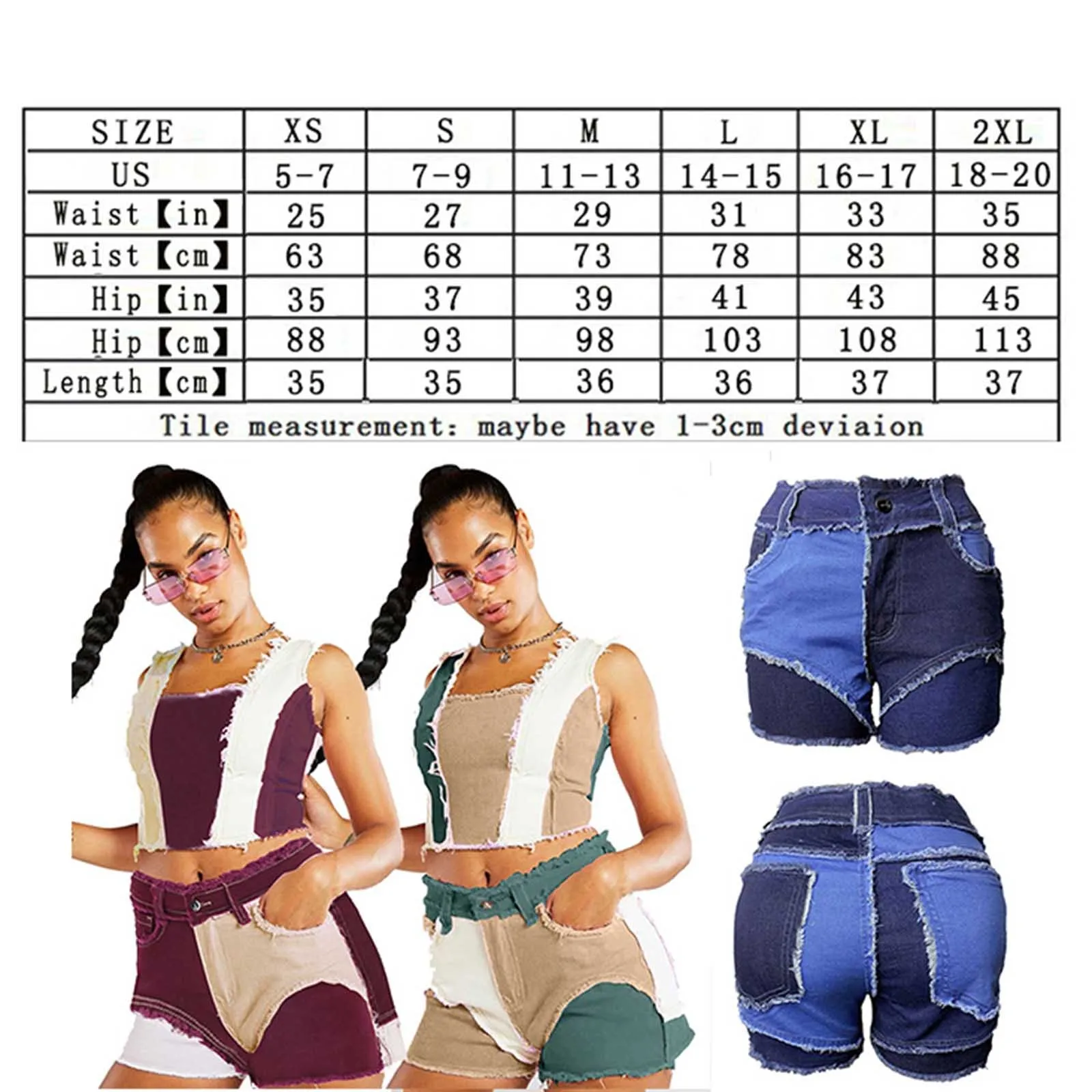 

Women's jeans high waist wide leg denim stitching ripped sexy edge retro quality 2021 Harajuku denim shorts