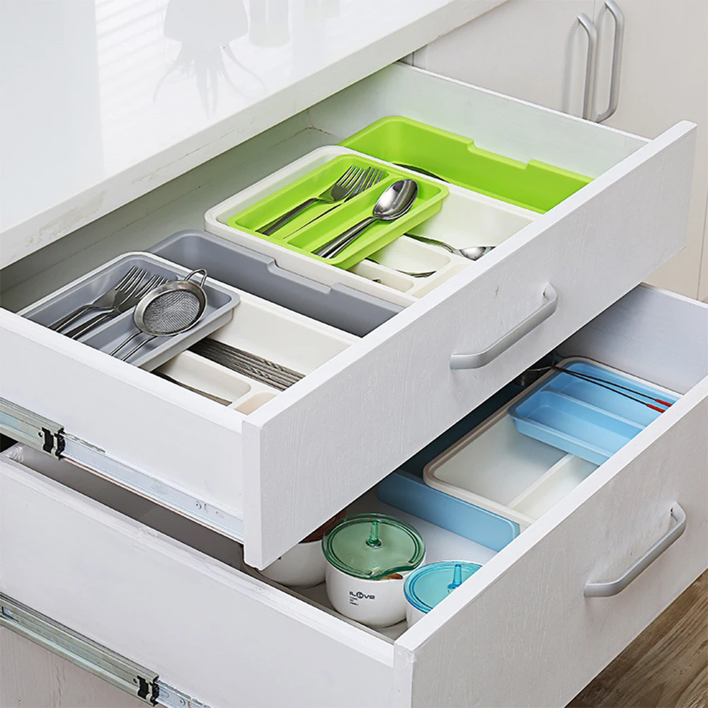 

Kitchen Shelves Storage Box Cutlery Storage Tray Expandable Adjustable Utensil Drawer Kitchen Tools Drawer Organizer Accessories