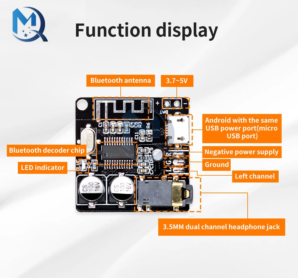 

Bluetooth 5.0 Audio Receiver Board MP3 Lossless Decoder Board Wireless Stereo Music Player for Car Speaker Home Amplifier DIY