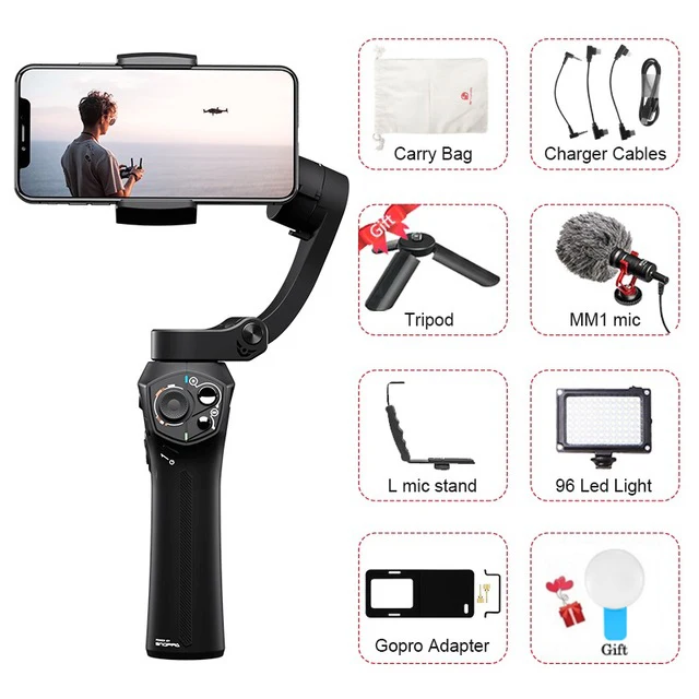 Snoppa Atom 3 оси ручной карданный складной карманный стабилизатор для iPhone X huawei p30 Gopro hero 7 PK Джи Осмо мобильный 2 - Цвет: w micro adapte L Led