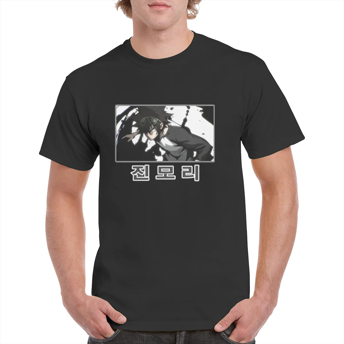 

Black and White Mori Jin The God of Highschool Anime t shirt Cotton graphics Top Oversized Tee Female/Man