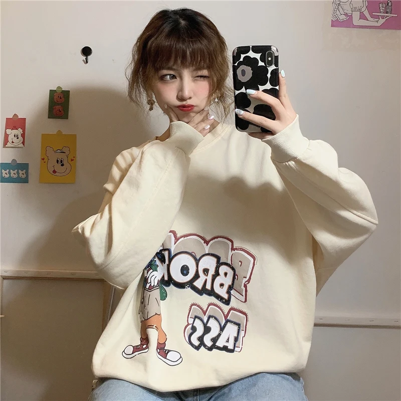 

Винтажный женский свитер в японском стиле на весну и осень Свободный Тонкий удобный в стиле интернет-знаменитостей в Корейском стиле