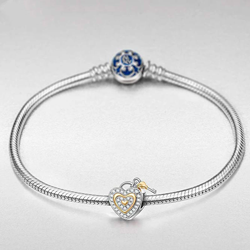 

ANZIW Fashion 925 Sterling Silver Charm Beads Key Heart Beads DIY Bracelets for Women Wedding Paty Accessories Jewelry Gifts