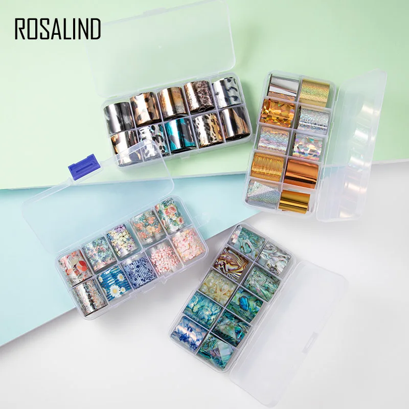 Наклейки ROSALIND Slider из фольги для ногтей Переводные картинки дизайна маникюрного