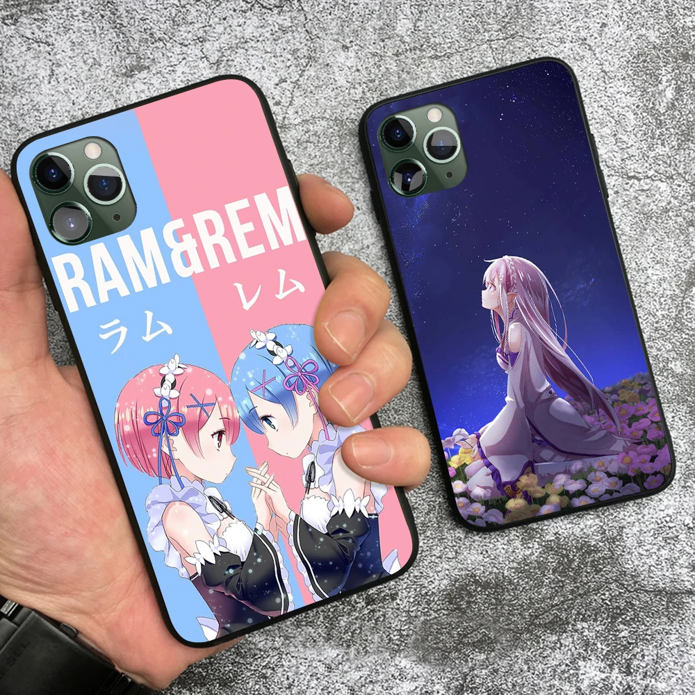 Re Zero anime Subaru Emilia Rem Ram soft silicone Phone case cover shell For iPhone 6 6s 7 8 Plus X XR XS 11 Pro Max