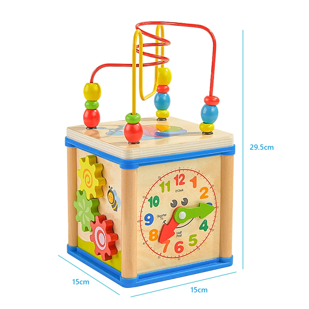

Wooden Kids Counting Beads Sliding Shapes Block Math Toys Activity Cube Bead Maze Toy Baby Puzzles for Boys Girls