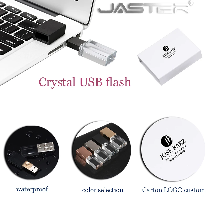 JASTER логотип Кристалл Usb 2,0 флэш-накопитель с подарочной коробкой 2 ГБ 4 ГБ 8 ГБ 16 ГБ 32 ГБ 64 ГБ(более 10 шт бесплатный логотип