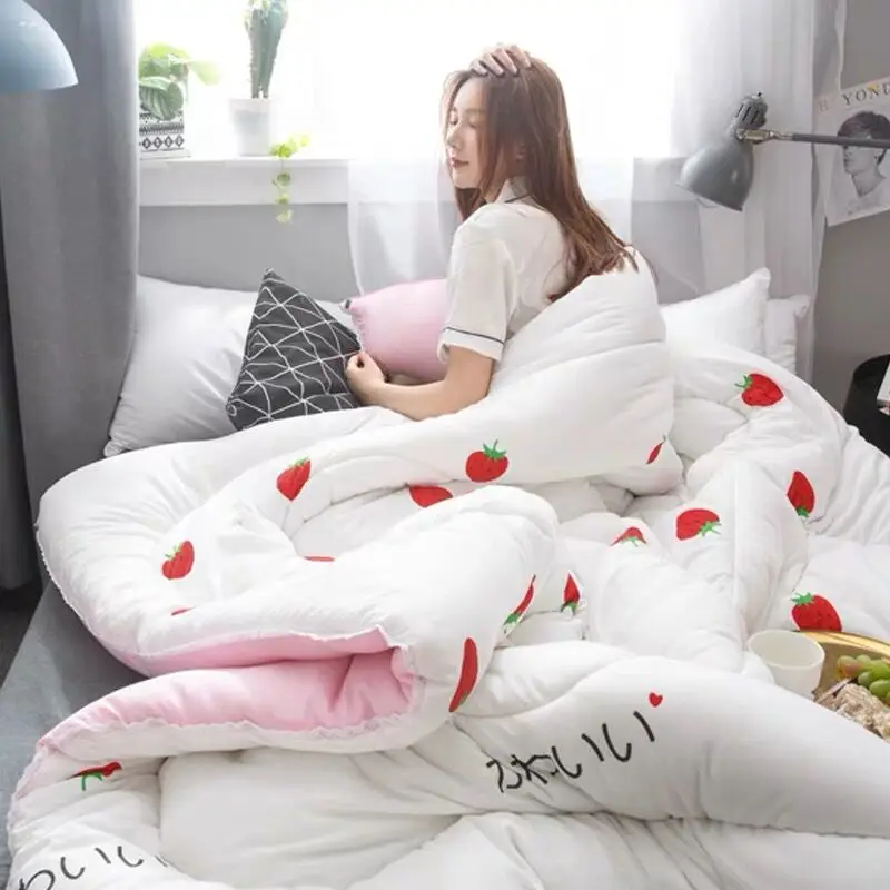 Симпатичные розовые и Белые зимние Утепленные одеяла постельное белье одеяло