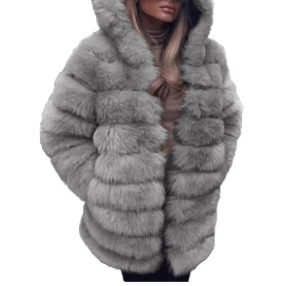 Женская Шуба из искусственного меха Lisa Colly зимняя шуба лисьего с капюшоном