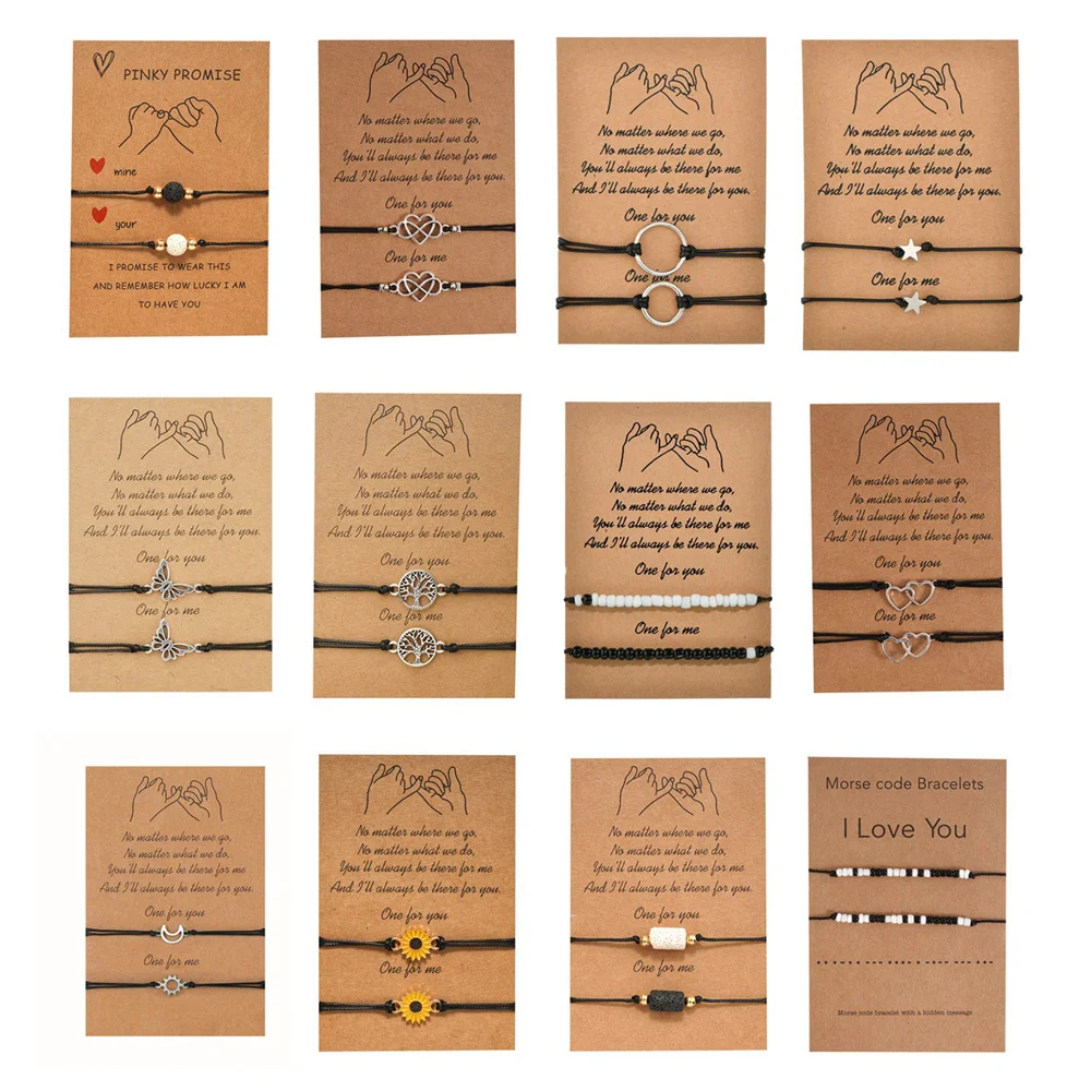 

Charmsmic Five Pointed Star Charm Bracelets Sets Girls Daughter Birthday Gifts Adjustable Wax Rope Lucky Card Jewelry Wholesale