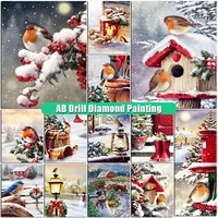 full squareround ab drill diamond painting snowman aniaml diamont embroidery winter landscape diy cross stitch home decor gifts
