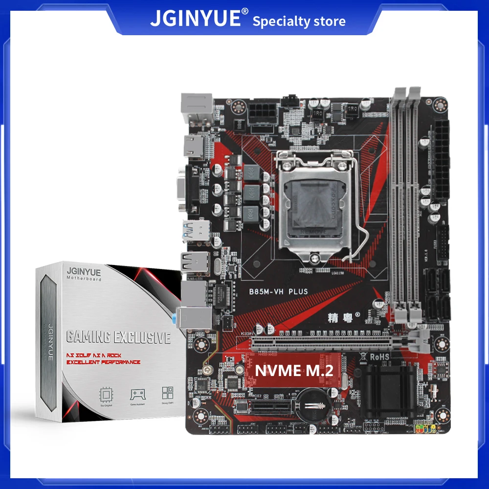 JGINYUE B85 Motherboard LGA1150 CPU Supports Core Series and Xeon E3 Processor DDR3 memory with M.2 NVME USB3.0 B85M-VH PLUS