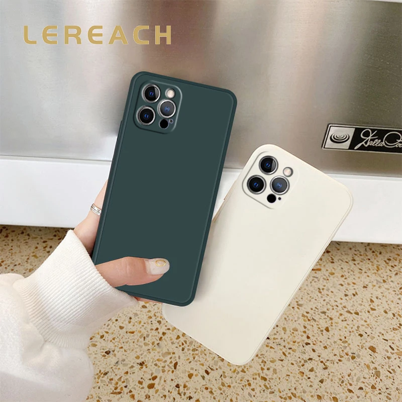 

Lereach Luxury Square Liquid Silicone Case For iPhone 12 11 Pro Max 12 Mini Xs Max X XR 6 7 8 Plus SE 6s Thin Soft Cover Case