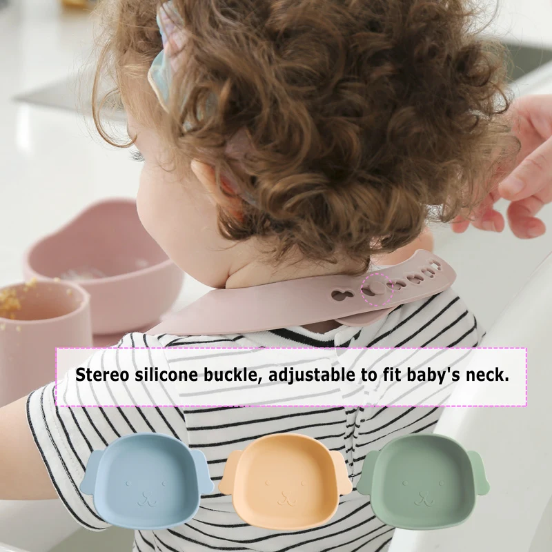 

Solid Food Dining Appliance Gifts Waterproof Baby Bibs Kawaii Feeding Food Tray Dishes Plates Spoon Cup With Lid Baby Essentials