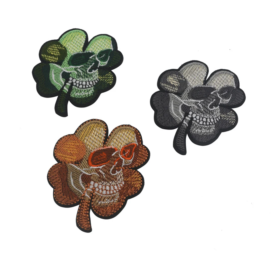 

Amazon supply lucky grass buiter skeleton embroidery Velcro armband chapters morale buiter embroidered patches