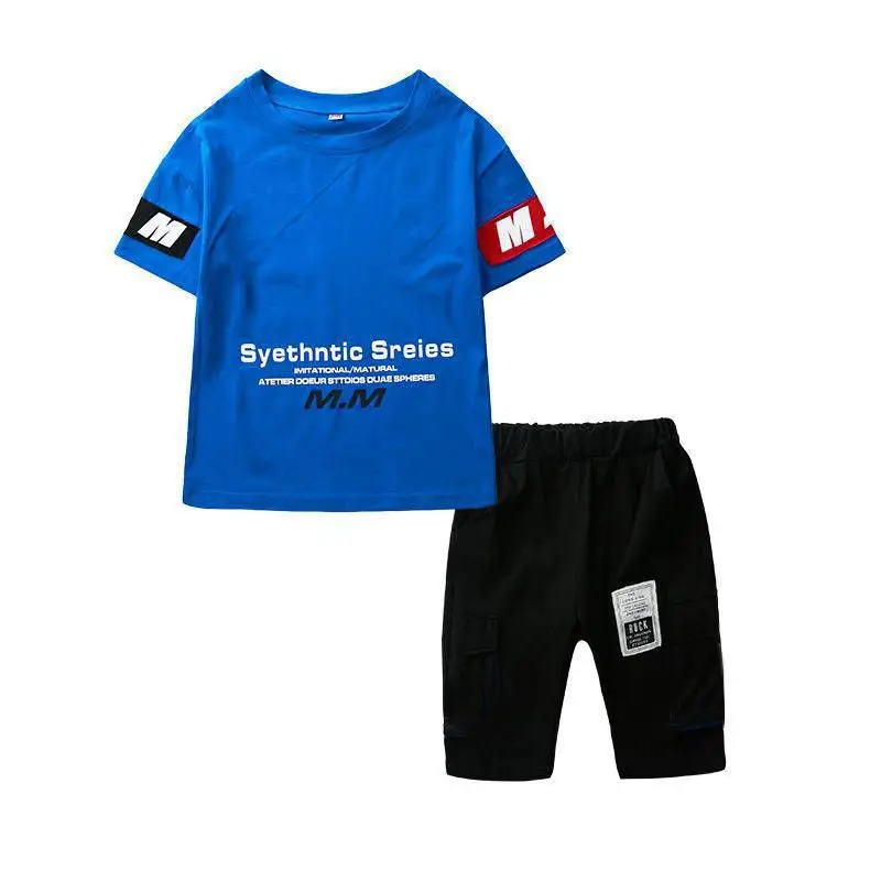 New Boys Summer Clothing Children T-shirt Short Sleeve +Pants Set 2 pieces Set Kids Baby Boys Clothes 6 7  8 9 10 11 12 Years