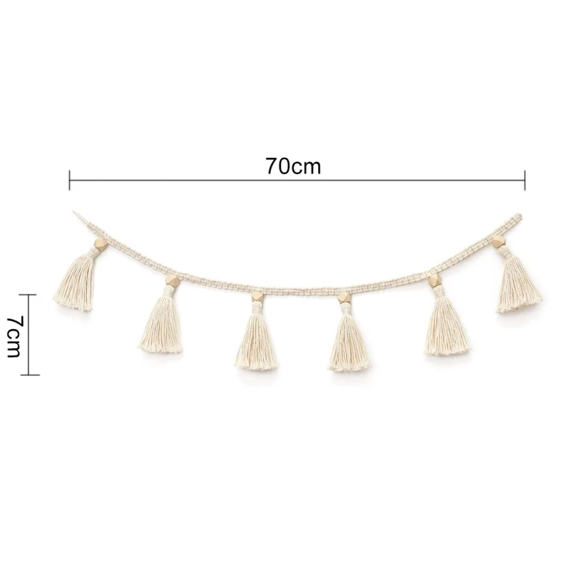 

Bohemia Macrame Handmade Woven Tassel Garland Wooden Beads Belly Basket Decorative Wall Hangings Decor Home Decor