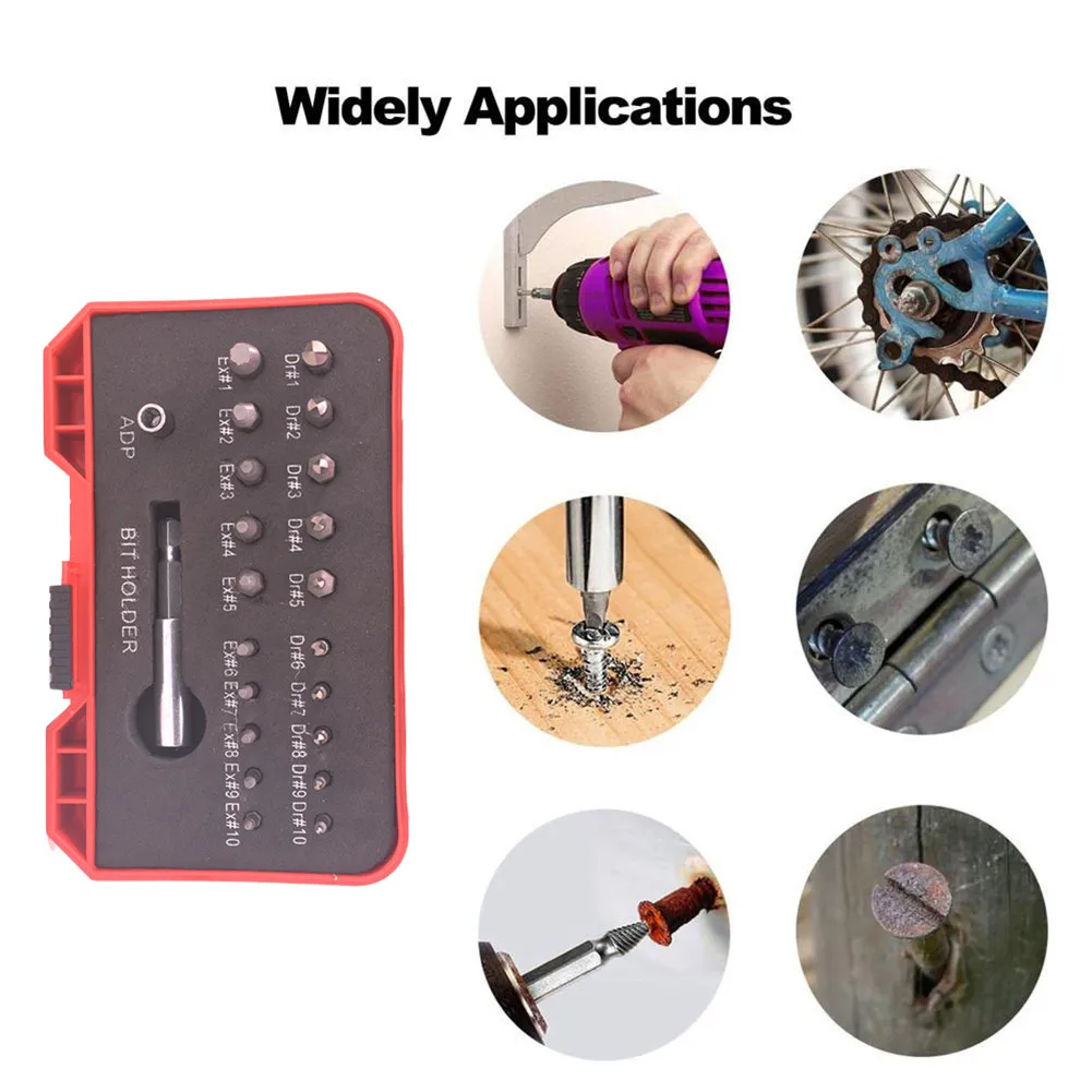 

22pcs/Set Damaged Stripped Screw Extractor Drill Bit Broken Bolt Remover Tool