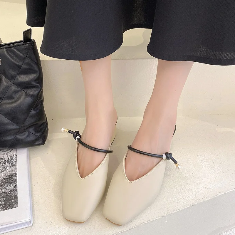 

Cover Toe Female Shoes Med Slippers Casual Slides Square heel Mules For Women 2021 New Luxury Block Summer Rome Hoof Heels Fashi