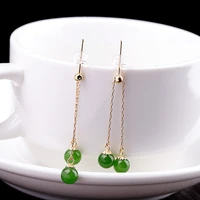metjakt stylish and elegant 18k gold spinach green hetian jasper womens ear studs