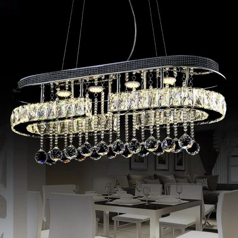 Современный хрустальный светодиодный подвесной светильник s L70 см хромированный