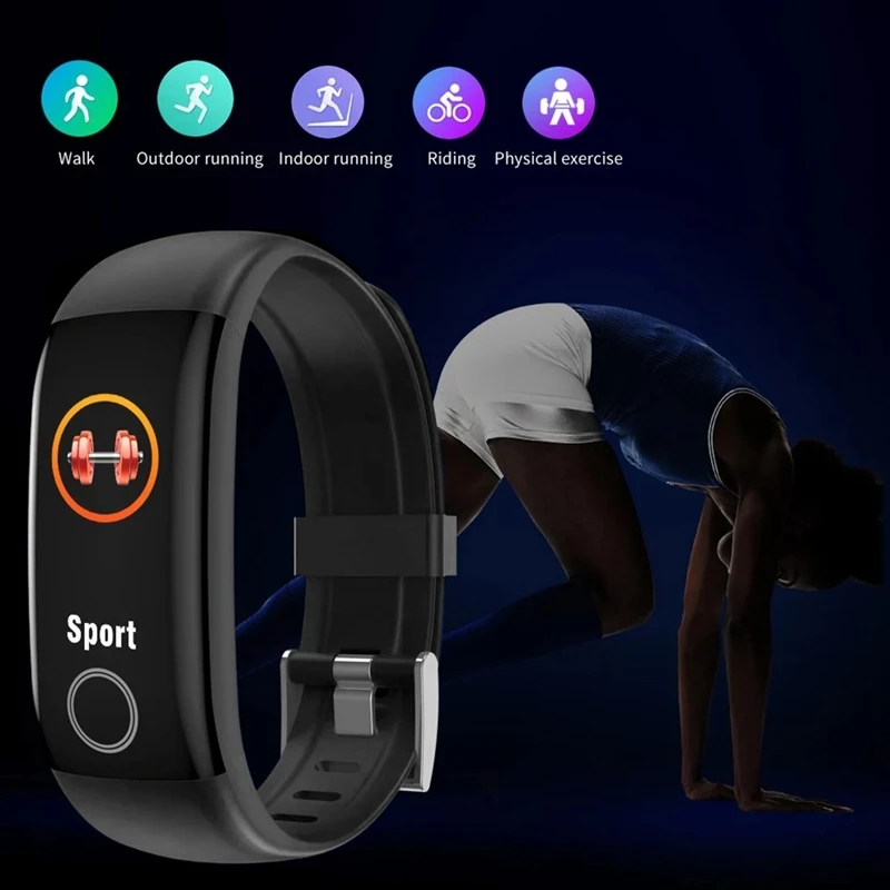 

T10 Intelligent Bracelet Color Screen Body Temperature Monitor IP67 Waterproof Sport Tracker Fitness Bracelet (Black)