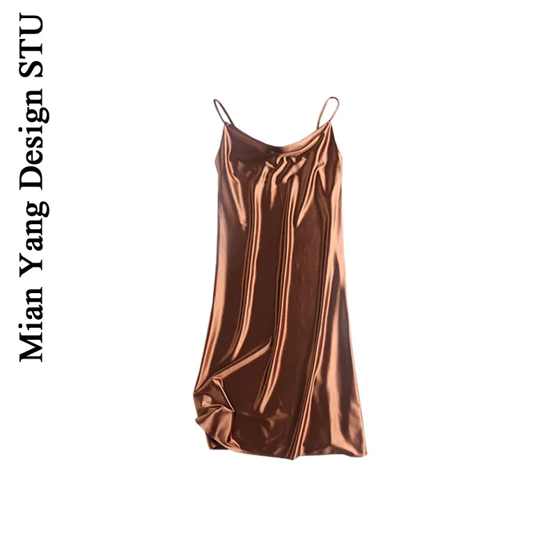 Уличная мода Атласная подвязка платье сексуальная ночная рубашка с открытой