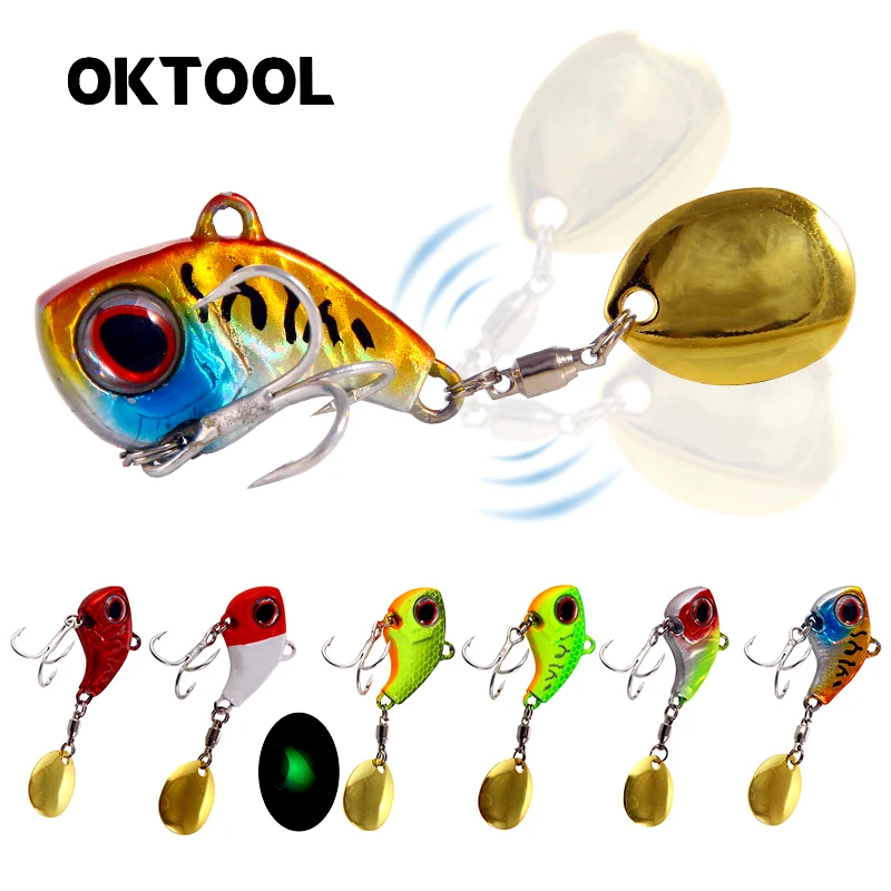 

OKTOOL 1Pcs Rotating Metal VIB Vibration Bait 9g/13g/16g/22g Spinner Spoon Lures Jig Trout Winter Sea Fishing Hard Baits Tackle
