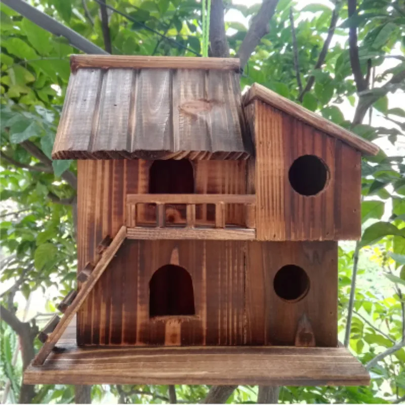 

Bird house Bird nest villa Handmade wood Creative and cute Home outdoor decorations Forest Park Wild bird house protection WF