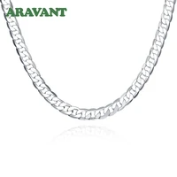 925 silver 8mm flat necklace chain for men fashion jewelry gifts