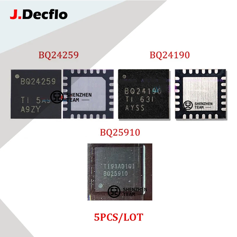 

JDecflo 5Pcs/Lot Charging IC Charger BQ24259 BQ24190 BQ25910 For Xiaomi 5A 9SE TECNO INFINIX IC de Carga Circutos Replacement