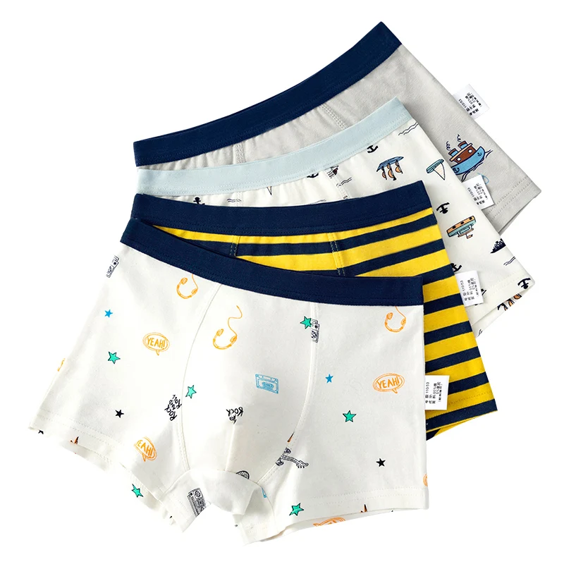 Трусы для мальчиков в полоску класса А нижнее бельё шорты из 100% хлопка одежда 3 4 6 8