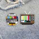 Эмалированная булавка без сигнала, индивидуальные броши для ТВ-экрана старой школы для рубашки, лацкана, сумки, креативный значок, забавная бижутерия, подарок для детей, друзей