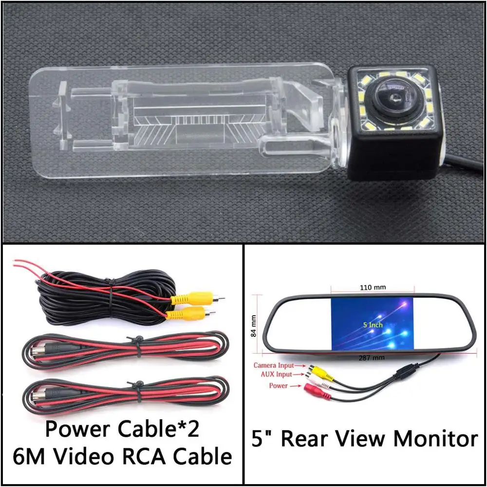 Cam N 5 inch Mirror 12 Светодиодный фонарь Автомобильная камера заднего вида для Smart Fortwo 451 Four/Smart ED автомобильная парковочная Водонепроницаемая резервная камера ночного видения - Название цвета: Cam N 5 inch Mirror