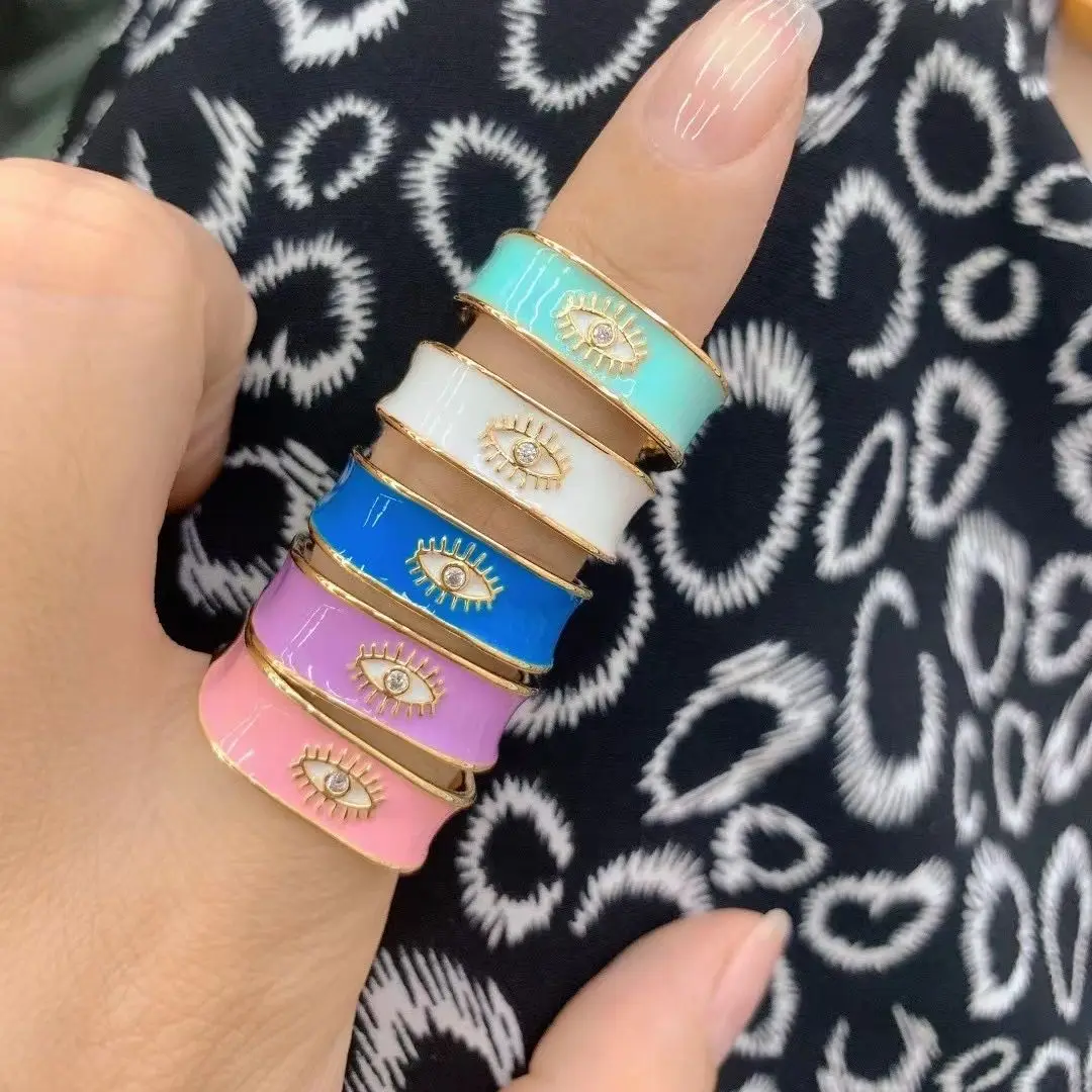 

5 шт., набор женских колец в стиле бохо с эмалью и эффектом сглаза