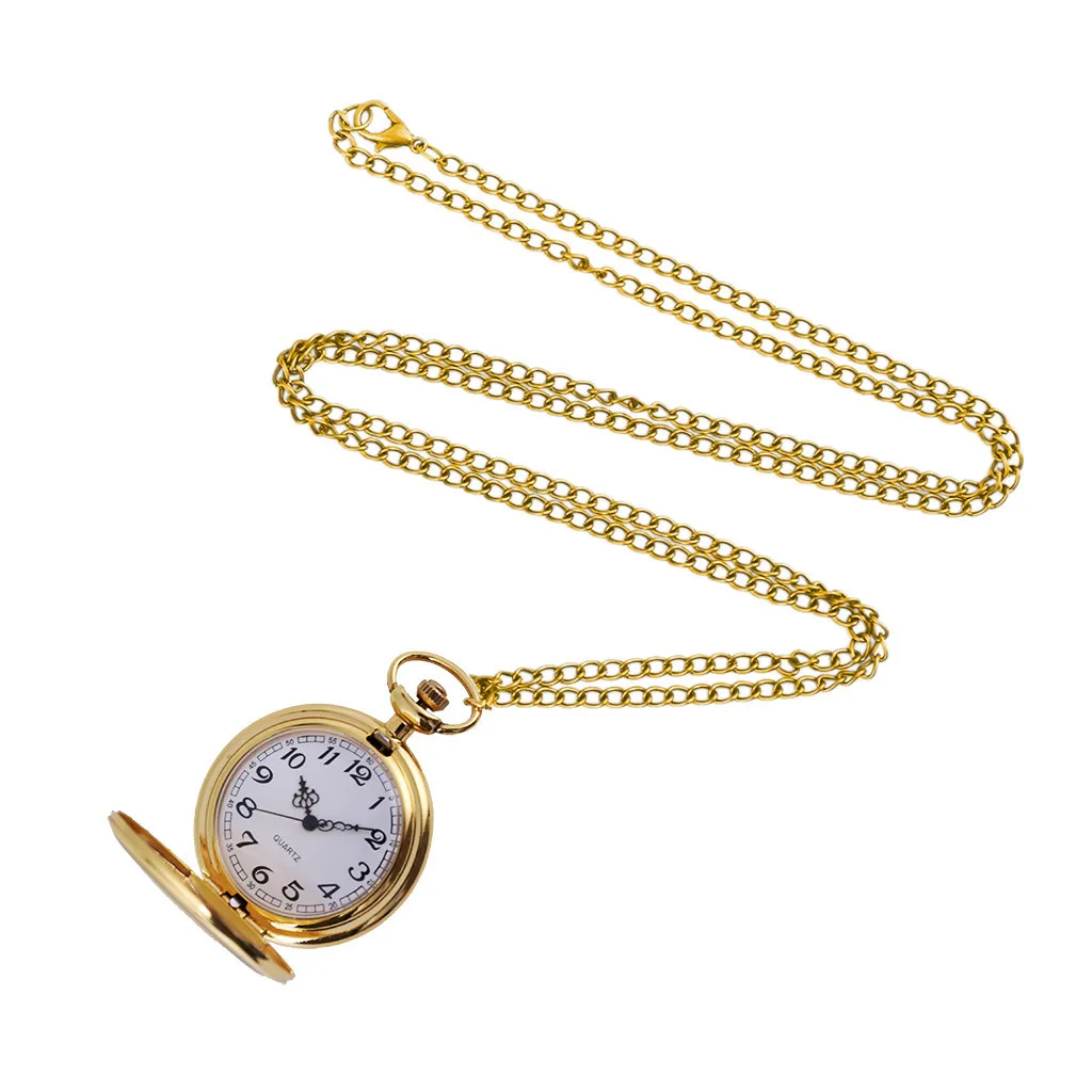 Карманные часы из нержавеющей стали классические большие модные золотистые