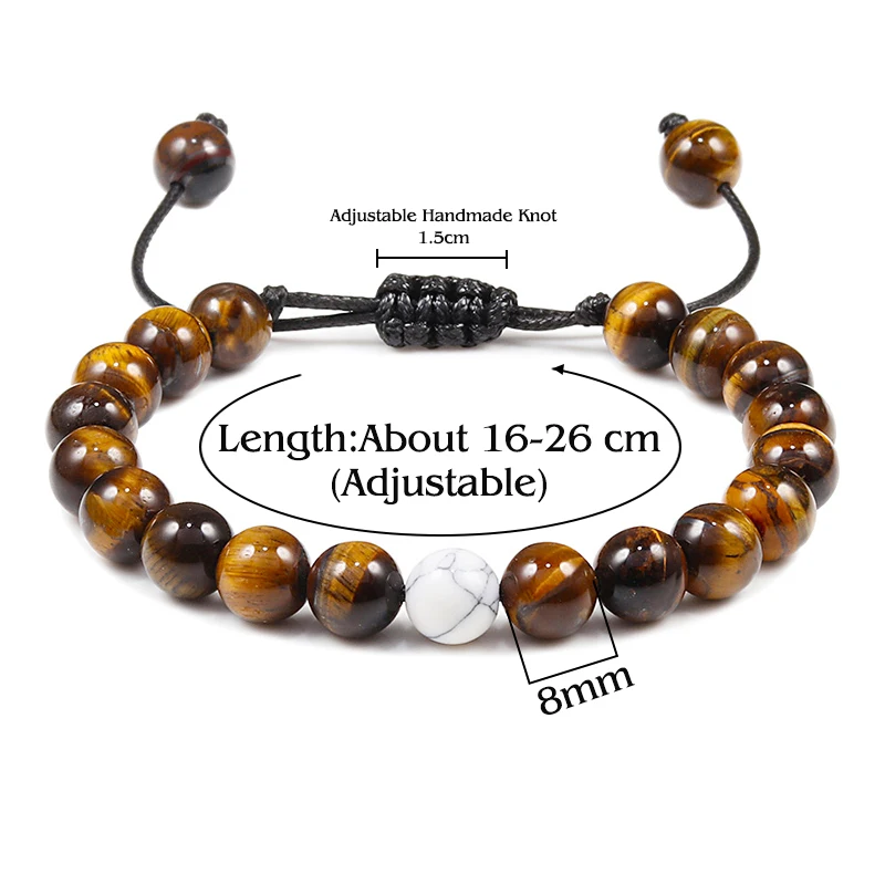 Браслет с бусинами тигровый глаз для мужчин и женщин Очаровательное украшение из