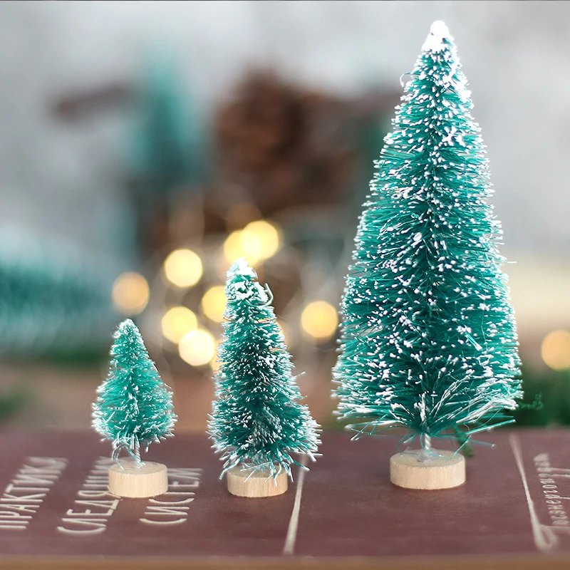 BAIUFOR 8pcs Mini DIY Christmas Tree Fake Pine Sisal Bottle Brush Santa Snow Frost Village House | Дом и сад