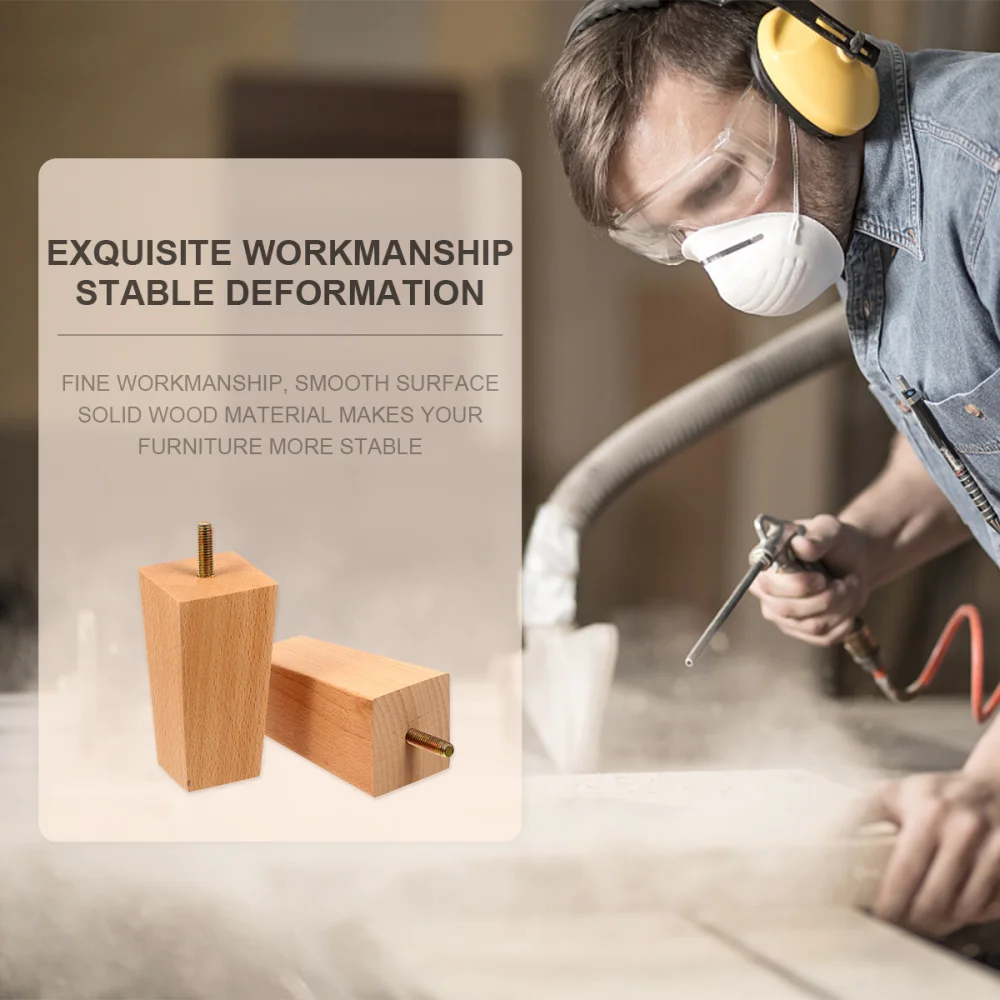 

4 Pcs Wood Table Chair Feet Replacement Furniture Legs Coffee Table Feet