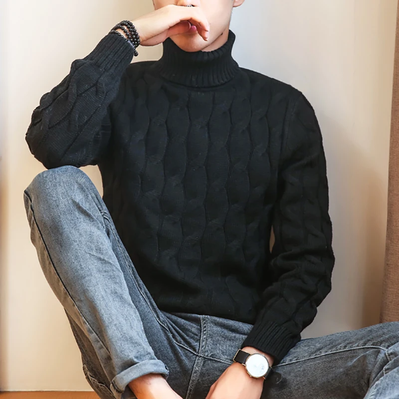 Свитер с высоким воротом Мужской пуловер вязаные свитера теплая вязаная одежда