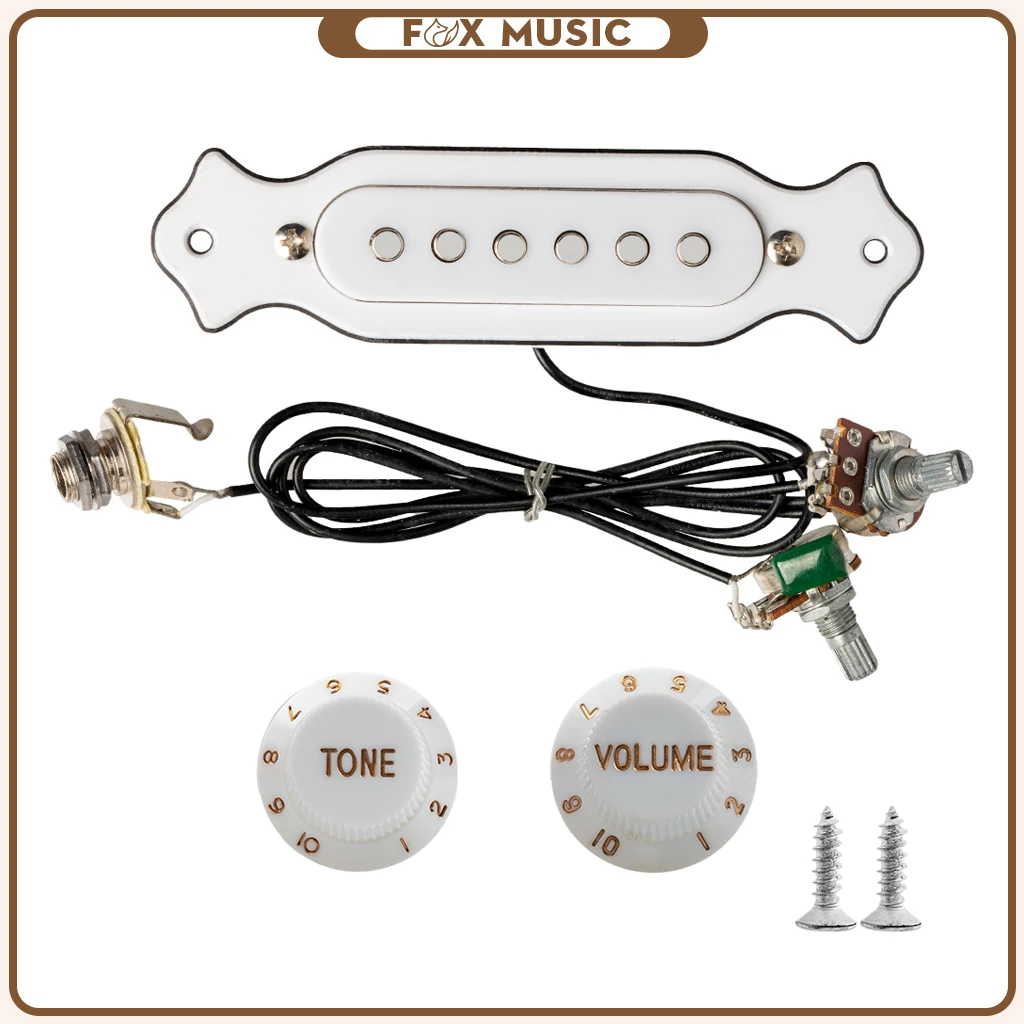 

Pre-wired 6-String Cigar Box Guitar Sound Hole Magnetic Pickup w/ Volume Tone Pots & Knobs For Folk Acoustic Electric Guitar