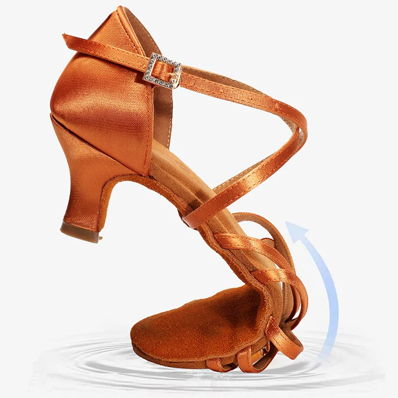 USHINE  New Professional Quality Heel 7/ 5cm Silk Satin Latin Ballroom Latin Dance Shoes Woman Dance Shoes