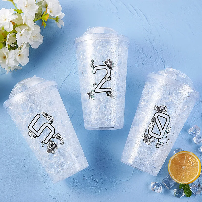 

Летняя кружка для измельченного льда, кружка для льда, кружка для холодных напитков, кружка для воды с двойным охлаждением, Студенческая чаш...