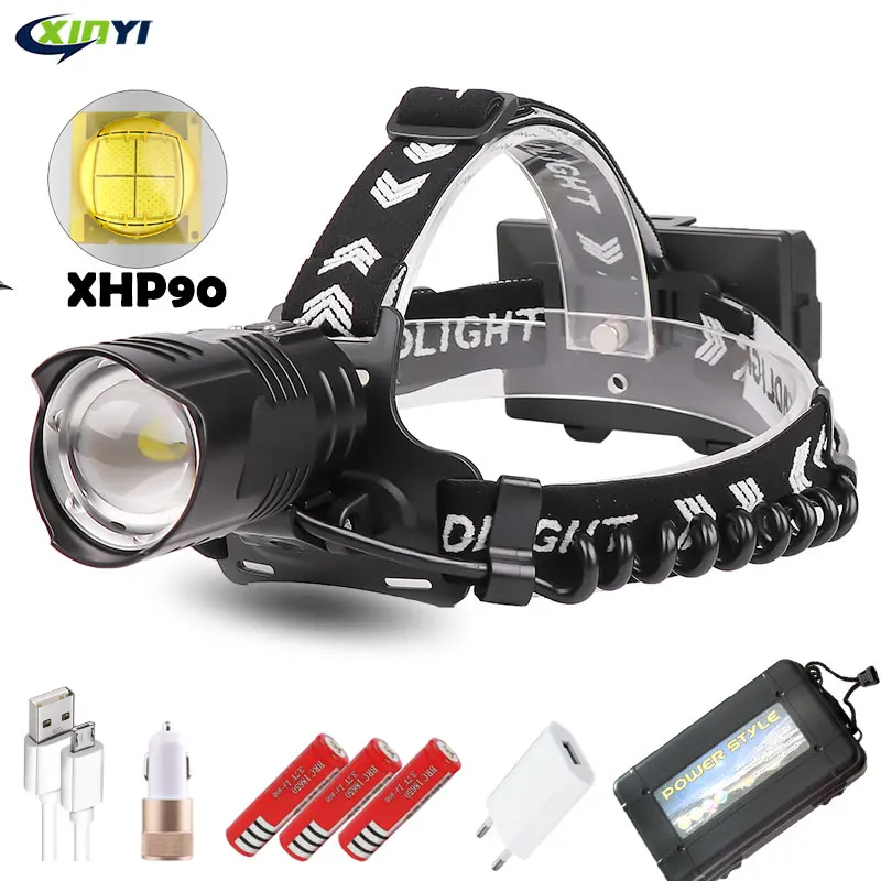 

Мощный светодиодный налобный фонарь XHP90/70/50, лм, зарядка через USB, Головной фонарь с 3 режимами, налобный фонарь, фонарик, фонарь для кемпинга