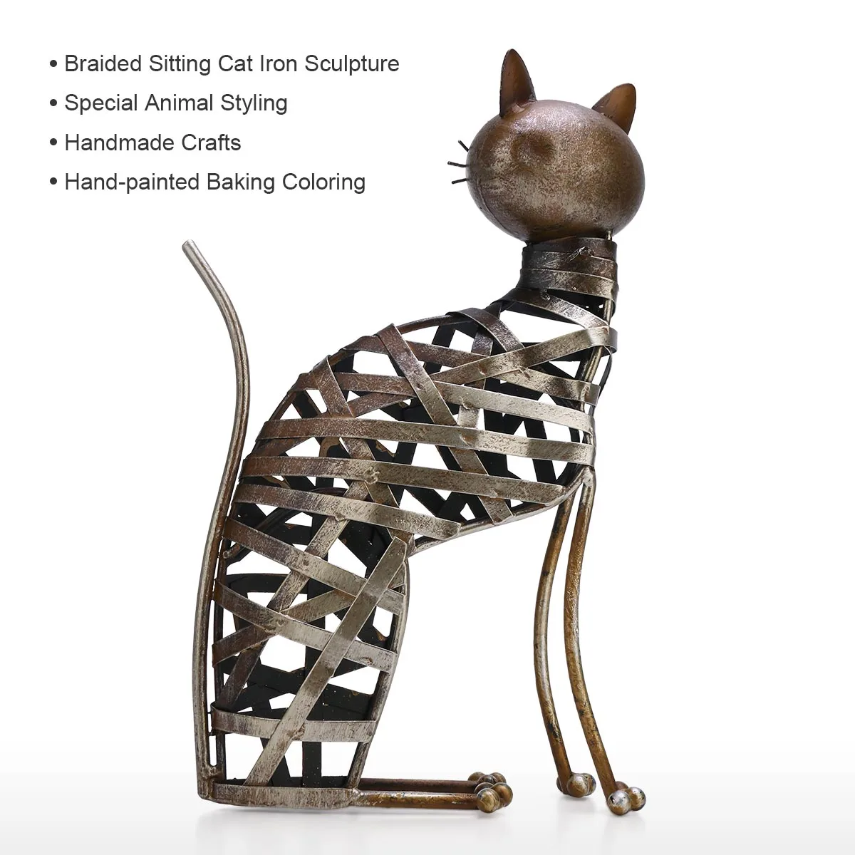 Tooarts плетеная скульптура кошки современное железное украшение креативная