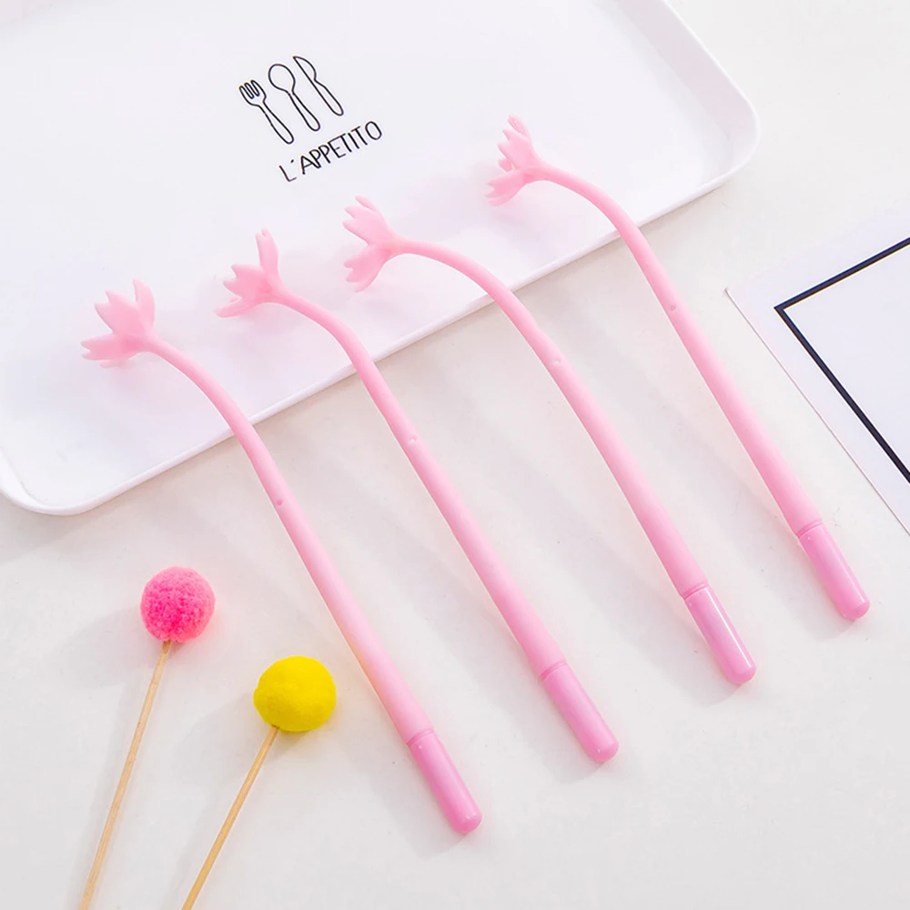 Оригинальная ручка из силикагеля с цветком вишни 4 шт. красивая для письма 0 5 мм