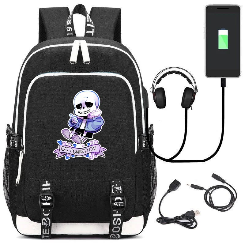 Школьный ранец Undertale Cos с USB разъемом крутой рюкзак для косплея рисунком скелета